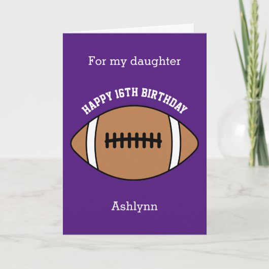 Purple Football Sport 16e Anniversaire Carte (Devant)