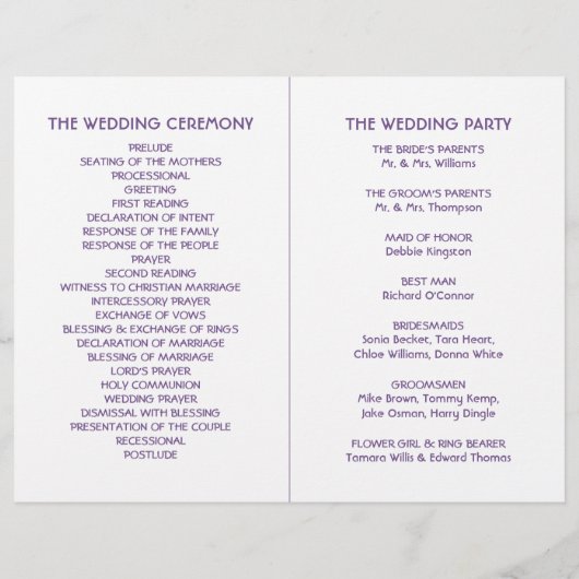 Purple Forest Range Woodland Wedding Programme (Dos)