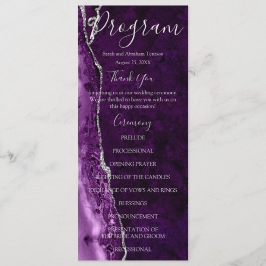 Purple Formal Minimaliste Luxury Mariage Programme (Devant)