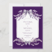 Purple Frame Floral Elegant Wedding Invitation (Devant)