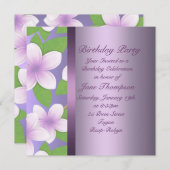 Purple Frangipani Invitation d'anniversaire (Devant / Derrière)