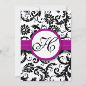 Purple Fuchsia Damask Swirl Wedding Invitations (Devant)