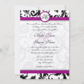 Purple Fuchsia Damask Swirl Wedding Invitations (Dos)