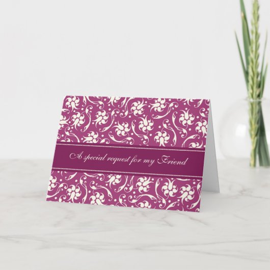 Purple Fuchsia Friend Bridesmaid Carte d'invitatio (Devant)