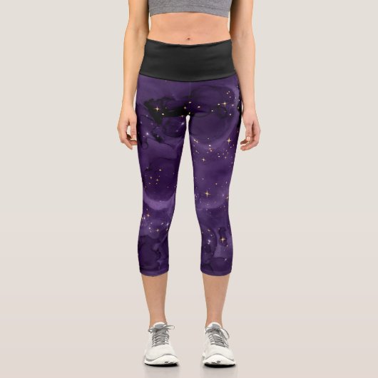 Purple Galaxy Series Design 8 Capri Leggings (Recto)