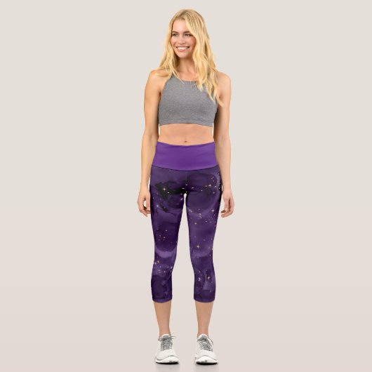 Purple Galaxy Series Design 8 Capri Leggings (Recto)