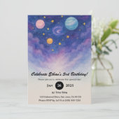 Purple Galaxy Watercolor Sky Birthday  Kaart (Staand voorkant)