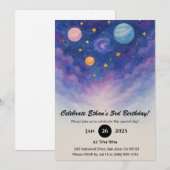 Purple Galaxy Watercolor Sky Birthday  Kaart (Voorkant / Achterkant)