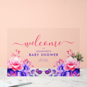 Purple GARDEN FLORAL Baby shower Bienvenue