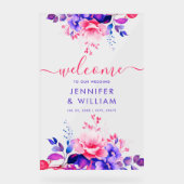 Purple Garden Floral Script Mariage Bienvenue (Recto)