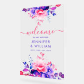 Purple Garden Floral Script Mariage Bienvenue (Angle)