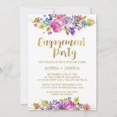 Purple Garden Gold Engagement Party Invitation (Devant)