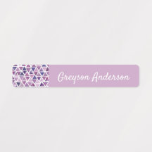 Purple géométrique Confetti Étiquette pour enfants