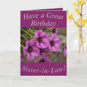 Purple Geraniums Carte d'anniversaire pour belle-s (Fleur jaune)