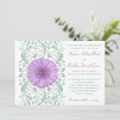Purple Gerber Daisy Mint Floral Faire-part de mari (Debout devant)