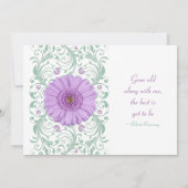 Purple Gerber Daisy Mint Floral Faire-part de mari (Dos)