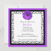 Purple Gerbera Daisy Invitation nuptiale douche (Dos)