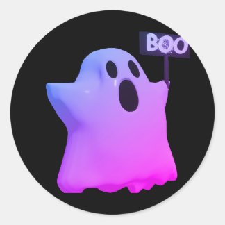 Purple ghost 3d ronde sticker