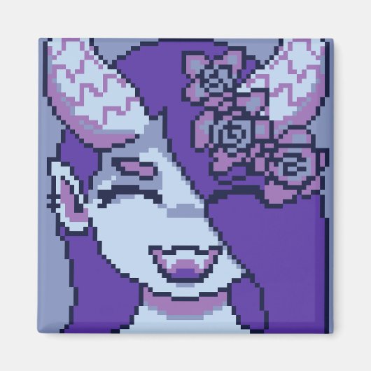 Purple girl smile pixelart, Pixel Art Magneet (Voorkant)