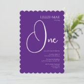 Purple Girl's 1st Birthday Party Invitation (Debout devant)