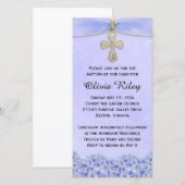 Purple Girls Baptême Christening Invitation (Devant / Derrière)