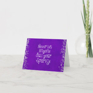 Purple Girly Inspirational Sparkle Quote Kaart