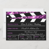 Purple Glamor Clapper Board Mariage Invitation (Devant)