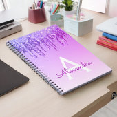Purple Glitter Sparkle Monogram Notebook Notitieboek