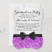 Purple Glittery Bow Graduation Party Invitation (Devant)