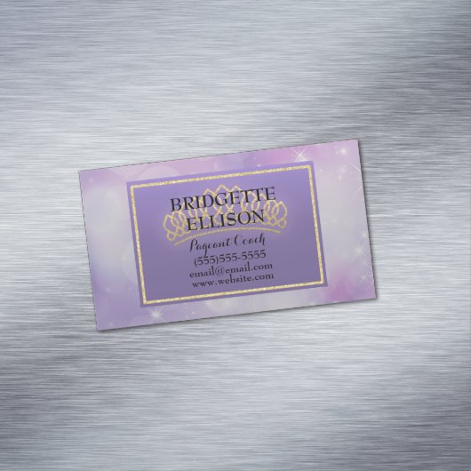 Purple Glittery Stars Pageant Coach Magnet (In Situ)