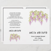 Purple glyteria programme de mariage floral plié (Devant / Derrière)