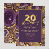 Purple Gold Agate 20e anniversaire Invitation (Devant / Derrière)