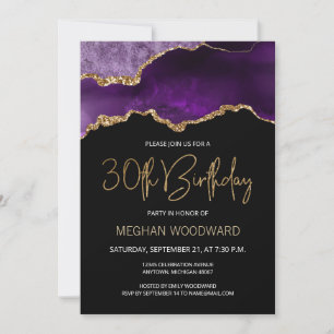 Purple Gold Agate 30e Anniversaire Fête Invitation