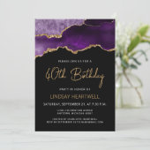 Purple Gold Agate 40e anniversaire Invitation (Debout devant)