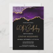 Purple Gold Agate 60e Anniversaire Fête Invitation (Devant)