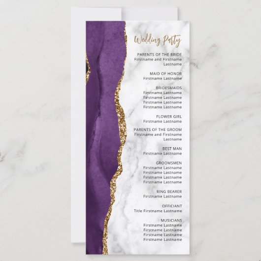 Purple Gold Agate Marbre Script Programme de maria (Dos)