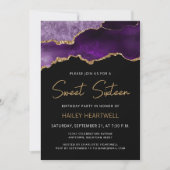 Purple Gold Agate Sweet 16 Anniversaire Invitation (Devant)