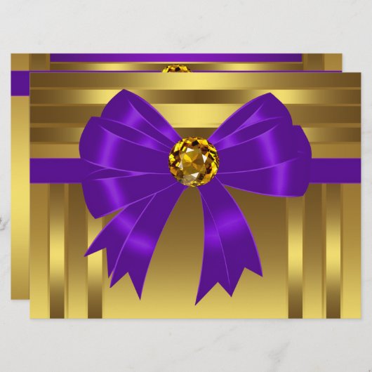 Purple Gold Anniversaire Invitations (Devant / Derrière)