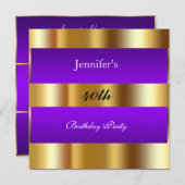Purple Gold Anniversaire Party or Invitation (Devant / Derrière)