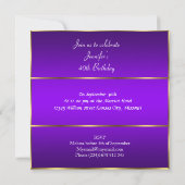 Purple Gold Anniversaire Party or Invitation (Dos)