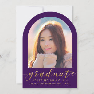 Purple Gold Arch Faire-part de graduation photo