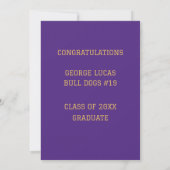 Purple Gold Athlete Player Graduation Invitation (Dos)