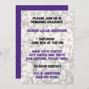 Purple Gold Athlete Player Graduation Invitation