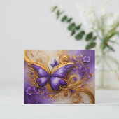 Purple & Gold Butterfly # 2 Briefkaart (Staand voorkant)