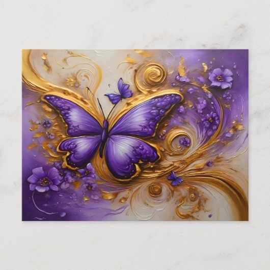 Purple & Gold Butterfly # 2 Briefkaart (Voorkant)