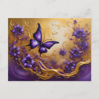 Purple & Gold Butterfly # 3 Briefkaart