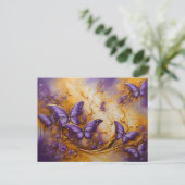 Purple & Gold Butterfly # 6 Briefkaart (Staand voorkant)