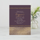 Purple Gold Chic Sparkling Glam Party Invitations (Debout devant)