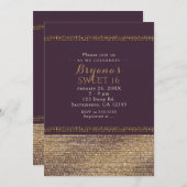 Purple Gold Chic Sparkling Glam Party Invitations (Devant / Derrière)