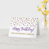 Purple Gold Confetti Ami Carte d'anniversaire (Fleur jaune)